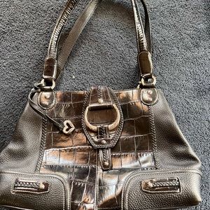 Brighton Pebbled Leather Moc Croc Embossed Purse